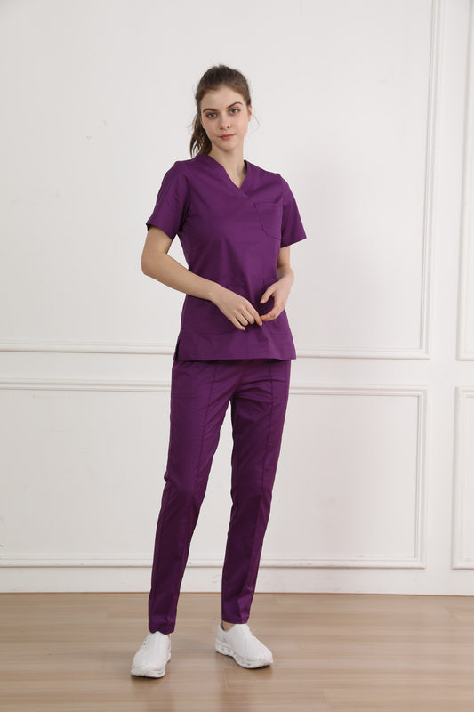 Hi doooooc Classic Plus Scrub Set — Burgundy